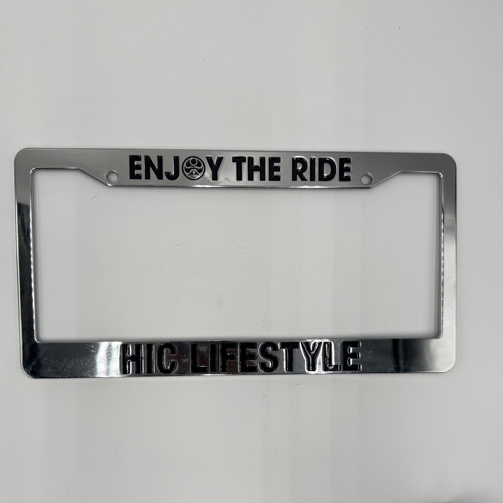 HIC LIFESTYLE License Plate Frame Enjoy The Ride Chrome Silver Auto Car Truck